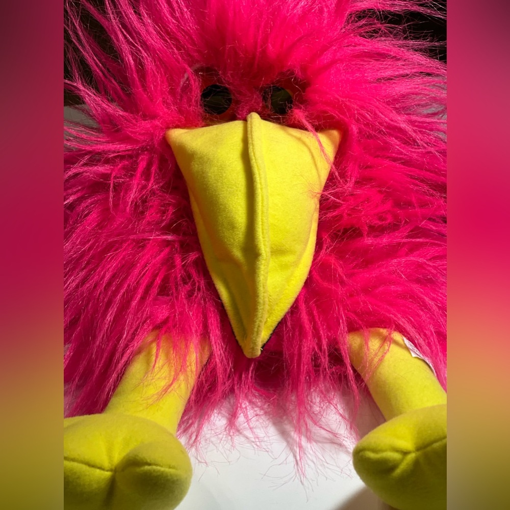 Pink Parrot Plush Puppet Squeaks